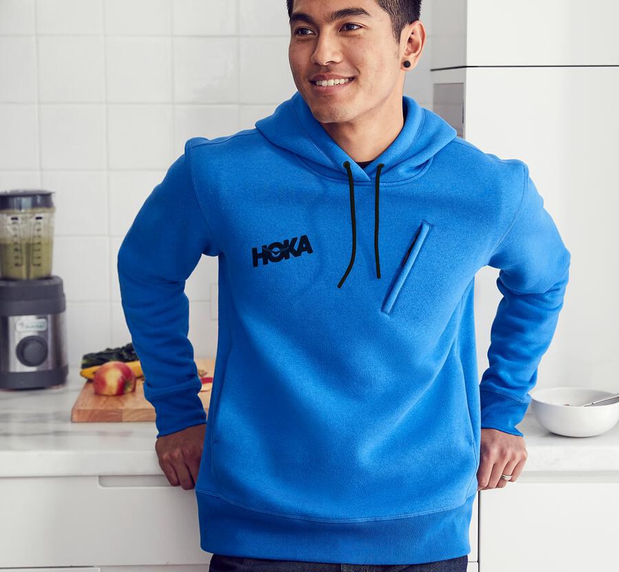 Hoodie Mens - Hoka One One Performance - Blue - NQTFGAS-56